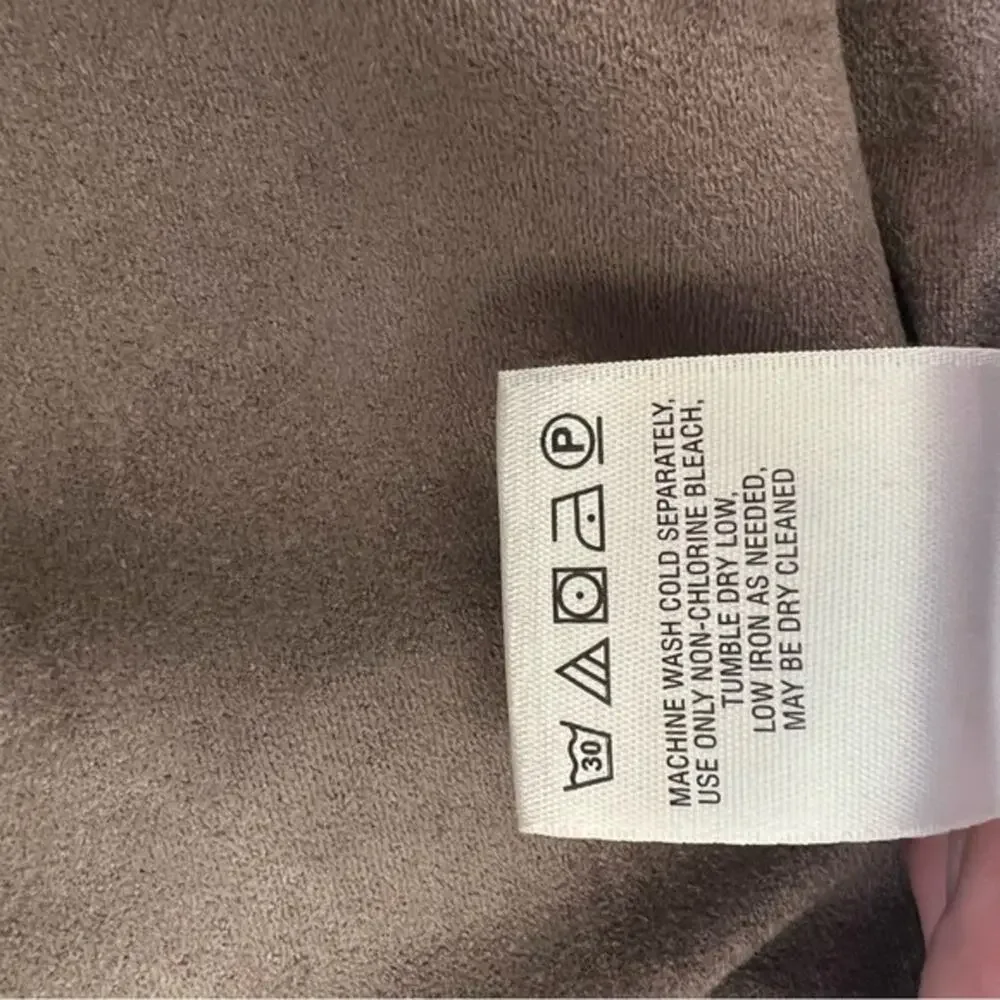 Anthropologie Akemi + Kin Taupe Abbe Full Zip Faux Suede Panel Hoodie Sweatshirt - Picture 11 of 15